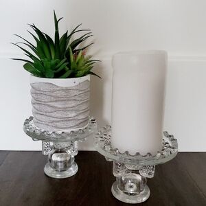 Elegant Crystal Pillar Candle Holders Candlestick Holders Invertible Herringbone